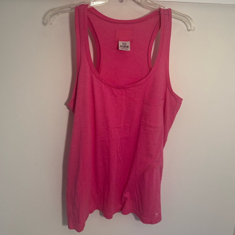 PINK Victoria's Secret Hot Pink Scoop Neck Racerback Tank